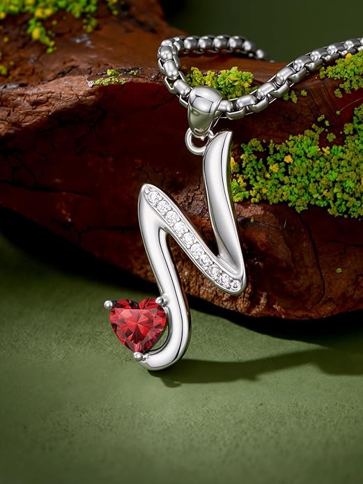 Christmas Gifts for Women Alphabet A to Z Initial Birthstone Pendant Necklaces for Women - 18k White Gold Plated Personalized Name Jewelry Valentine Mothers Day Birthday Gifts for Women Her Girlfriend