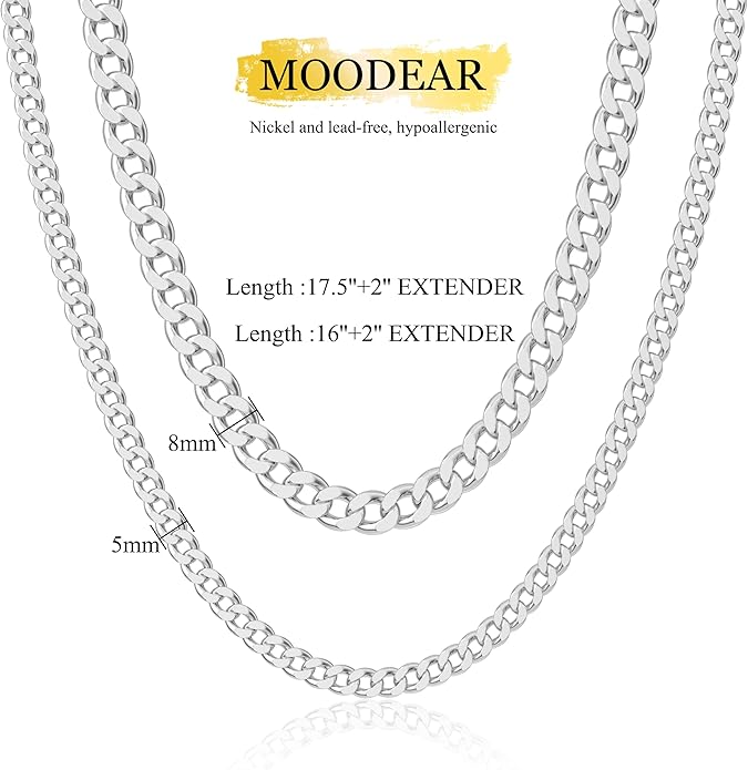 Moodear Layered Necklace for Women Trendy Chunky 14K Gold Plated/Sliver Plated Chain Necklace Cuban Link Paperclip Chain Toggle Clasp Necklace Fashion Jewelry