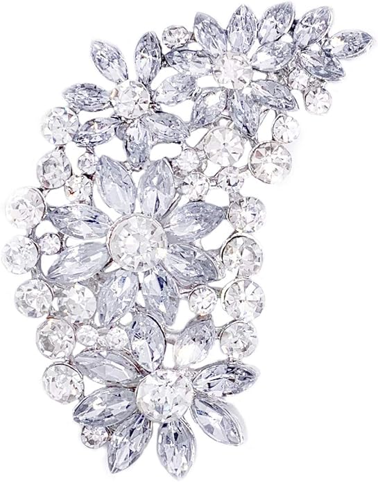 LAXPICOL Vintage Austrian Crystal Flower Leaf Bouquet Clusters Large Big Brooch Pin for Women Gold Tone