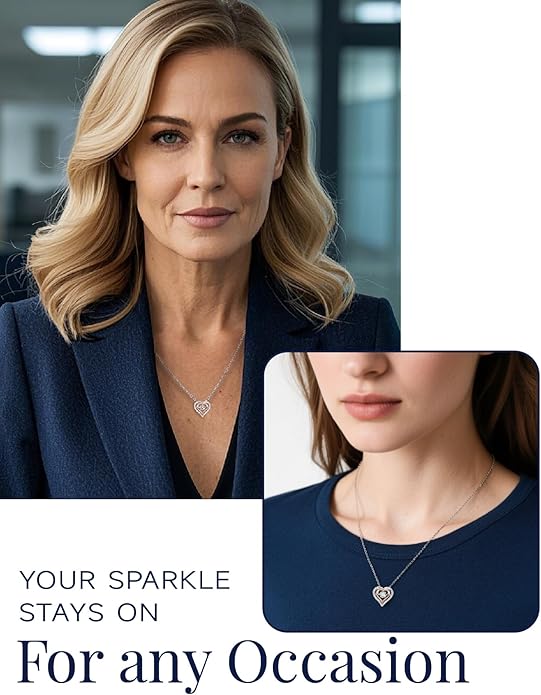 MomentWish Necklace for Women, Sparkling Gift for Her, 1Carat Moissanite Heart Pendent for Her, 925 Sterling Silver Dance Necklace for Anniversary Christmas Valentines