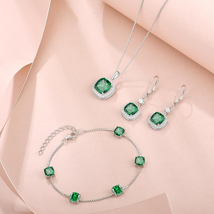 Birthstone Bracelet for Women 925 Sterling Silver Dainty Princess Cut Link Bracelet Jewelry Gifts for Her