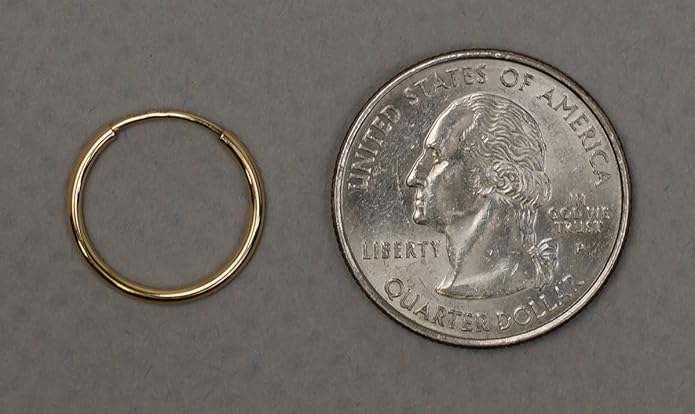 14k Gold Endless Hoop Earrings, 1.25mm Thick Tube