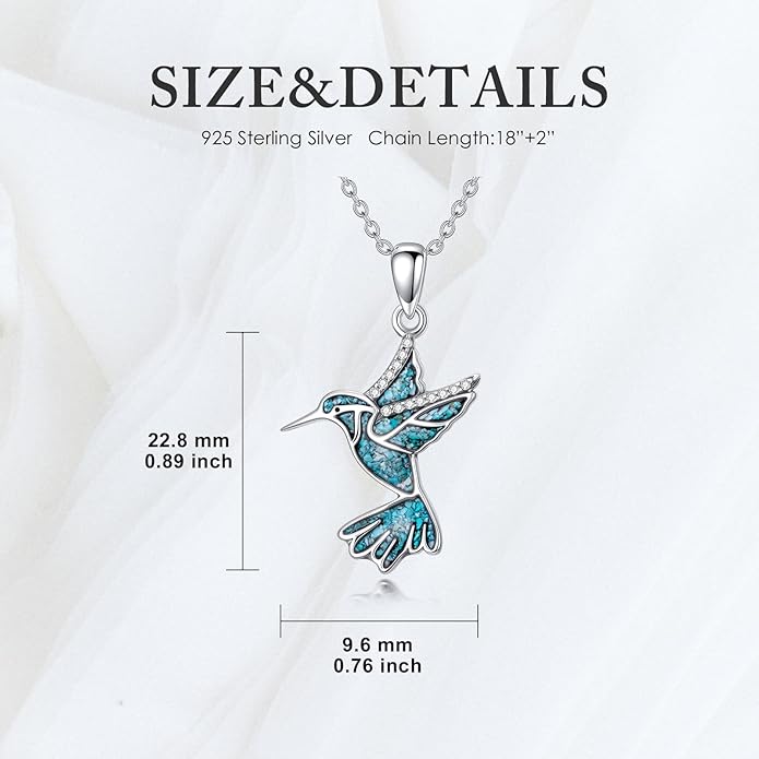 Dove/Hummingbird/Red Cardinal Necklace 925 Sterling Silver Turquoise/Opal/MoonStone/Malachite Bird Necklace Dove Pendant Jewelry for Women Men