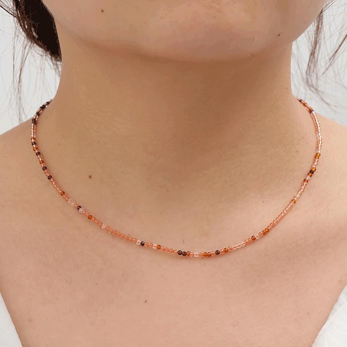 JSJOY Tiny Crystal Beaded Choker Necklaces for Women Colorful Beaded Necklace Dainty Choker Necklaces Simple Boho Jewelry Gifts for Teens Handmade Bead Necklaces Gifts