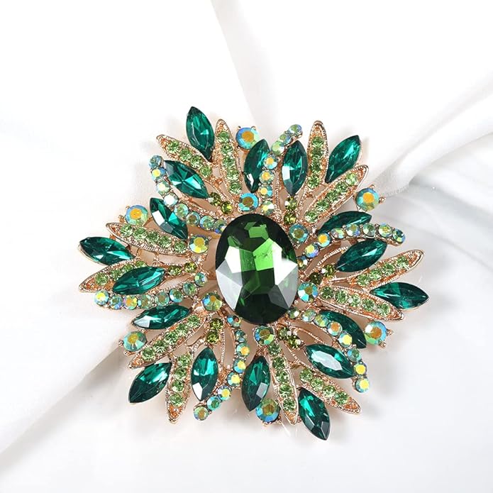 YOQUCOL Sunflower Shape Crystal Big Large Heavy Brooch Pin Rhinestone Scarf Decoration Corsage Cloth Pin for Women Girls