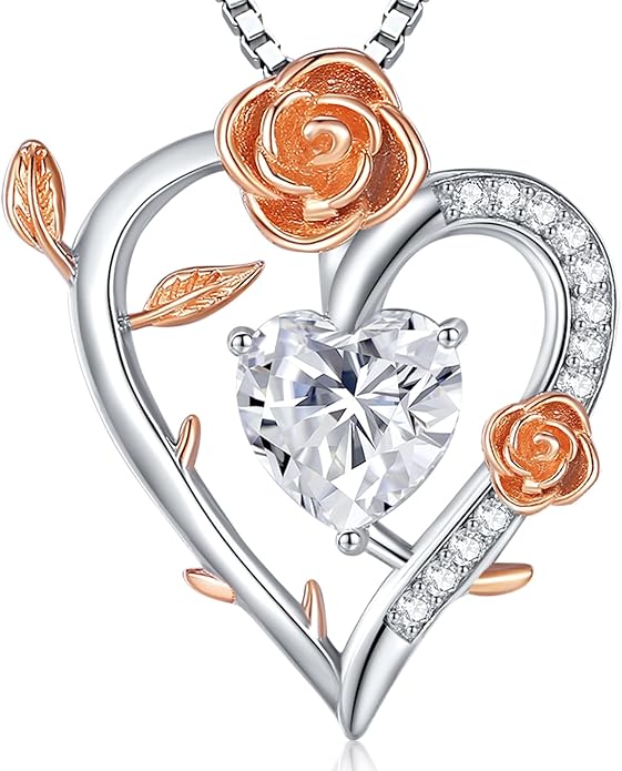 Moissanite Heart Necklaces for Women, 18K White Gold Plated 925 Sterling Silver 1-3CT Moissanite Pendant Jewelry Wedding Anniversary Birthday Christmas Gifts for Wife Mom Girlfriend Sister Grandma
