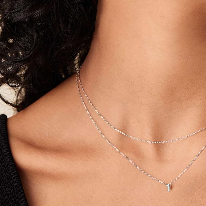 Number Necklace for Women Dainty 18K Gold Plated Pendant Necklace Charm Birth Month Personalized Jewelry Birthday Gift