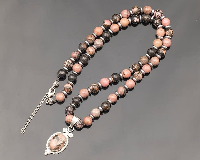 Natural Carnelian Agate Silver Pendant, Genuine Black Onyx Beaded Necklace, Gemstone Strong Necklace, 18x13 Cabachon, Fashion Dainty Jewelry, Healing Crystal Chakra Necklace, Minimalist Necklace