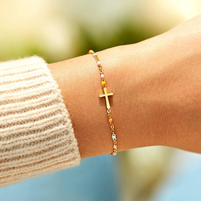 STORYJEWELLERY Religious & Christian Gifts for Women, Christmas Gifts for Women, Sterling Silver Cross Bracelets, Confirmation and Baptism Gift, Christian Jewelry