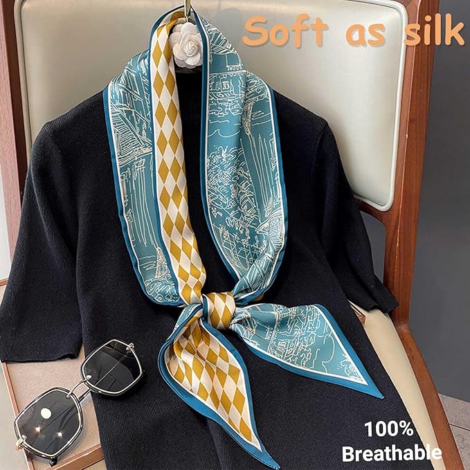 Dailyacc Hair Scarf for Women Fashion Silky Satin Headscarf Wrap Breathable Lightweight Neck Scarves For Handbag