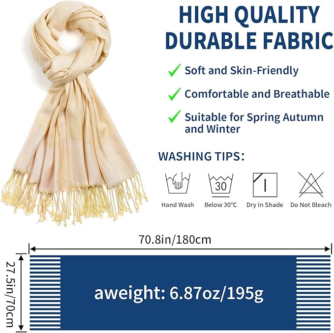 QIUTIMIY Paisley Pashmina Shawl Wrap Women Reversible Vintage Jacquard Pashmina Rave Scarf with Fringe for Evening, Wedding