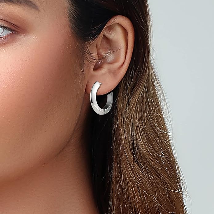 14K Gold Plated Hoop Earrings for Women, Hypoallergenic Chunky Gold Plating Hoop Earrings Multipack, Lightweight Twisted Huggie Hoops Earring Set Jewelry for Gifts