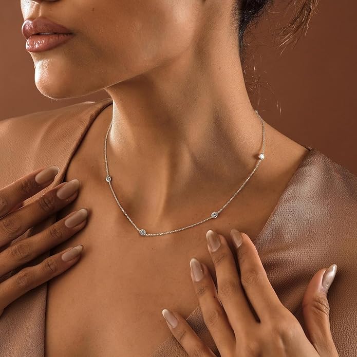 Dainty Necklaces for Women Cute Station Choker Necklace Cubic Zirconia Simulated Diamond Necklace Simple Layering CZ Necklace Trendy Jewelry Gifts