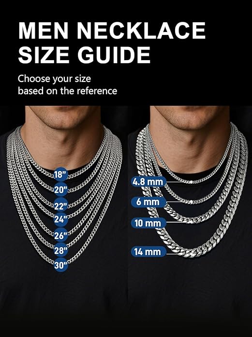 ChainsPro Chunky Miami Cuban Link Chains for Men,Stainless Steel Cuban Chain Necklace,4.8/6/10/14mm Width,No Tarnish& Thick Hip Hop Jewelry,18-30 inch Length, Black/Gold Plated/Silver,Send Gift Box