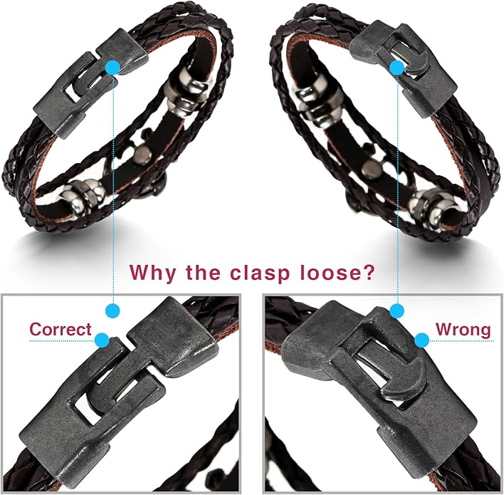 VIBILIA Vintage Leather Wrap Bracelets for Men Women, Multi-Strand Bracelets with Strong Clasp Ethnic Tribal Bracelets