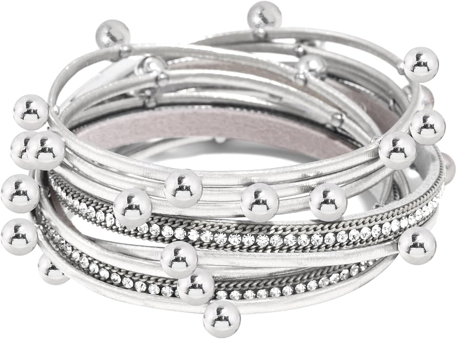 VIBILIA Boho Leather Wrap Bracelets for Women Multi-Layer Bracelets with Strong Clasp Jewelry for Women