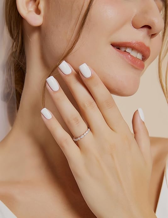EAMTI 925 Sterling Silver Wedding Band for Women Cubic Zirconia Marquise & Round Milgrain Full Eternity Stackable Ring Size 3-13