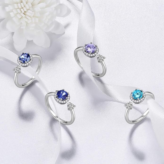 Aurora Tears 925 Sterling Silver 12 Birthstones Necklace/Earring/Ring/Bracelet Women Birthstone Pendant Crystal Fashion Birthday Jewelry Christmas Gift for Girls Women