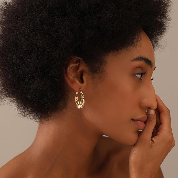 LeCalla 925 Sterling Silver Hoop Earrings | Women's Filigree Hoop Earrings | Openwork Mesh Filigree Cut Earring | Lightweight & Hypoallergenic Vintage Hoop Earrings for Women