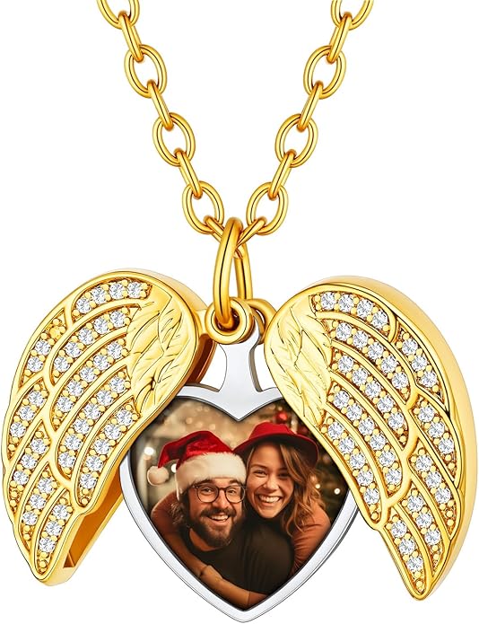 Supcare Locket Necklace That Holds Pictures-Engraved Photo Pendant Custom Jewellery Gifts for Men Women (with Jewellery Gift Box)