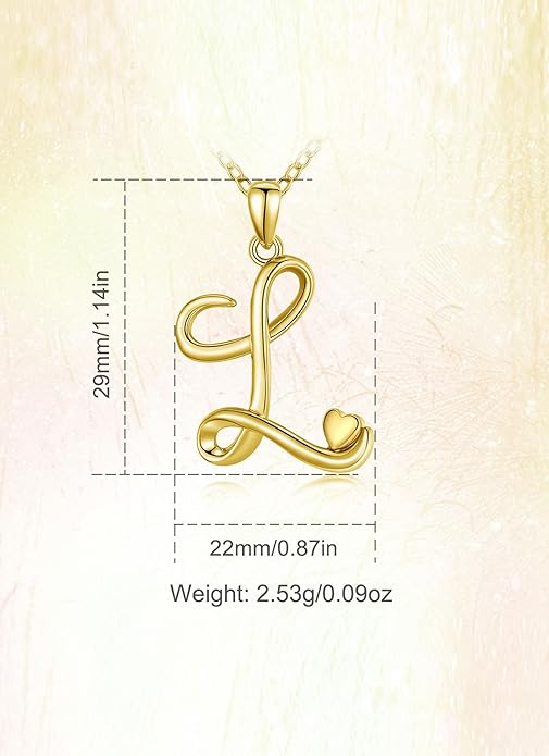 CELESTIA 925 Sterling Silver Initial Necklaces 26 Letter with Rose Gold Heart - 18 Inch Chain