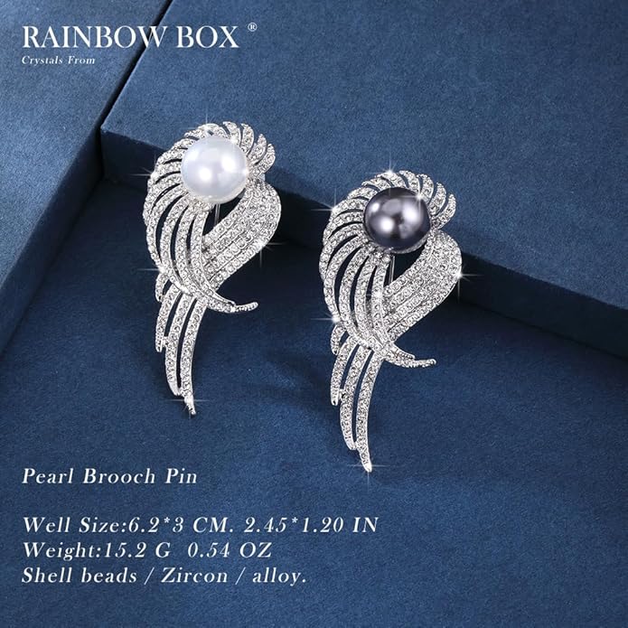 RAINBOW BOX Brooch Pins for Women,Pearl with Crystal Jewelry Women's Brooches & Pins