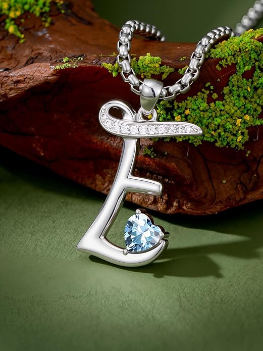 Christmas Gifts for Women Alphabet A to Z Initial Birthstone Pendant Necklaces for Women - 18k White Gold Plated Personalized Name Jewelry Valentine Mothers Day Birthday Gifts for Women Her Girlfriend