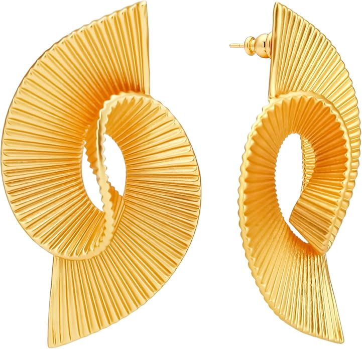 18K Gold Dangle Earrings, Suitable for Women Earrings, Thick and Sturdy, Fashion Jewelry, Exaggerated Earrings,Striped Twist Earrings，Trendy Jewelry Gifts.