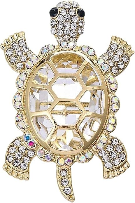 Cute Tortoise Brooch for Women,Rhinestone Crystal Turtle Tortoise Shell Brooch Pins Vintage Animal Lapel Pins Fashion Clothing Accessories Decorative Jewelry Mother's Day Easter