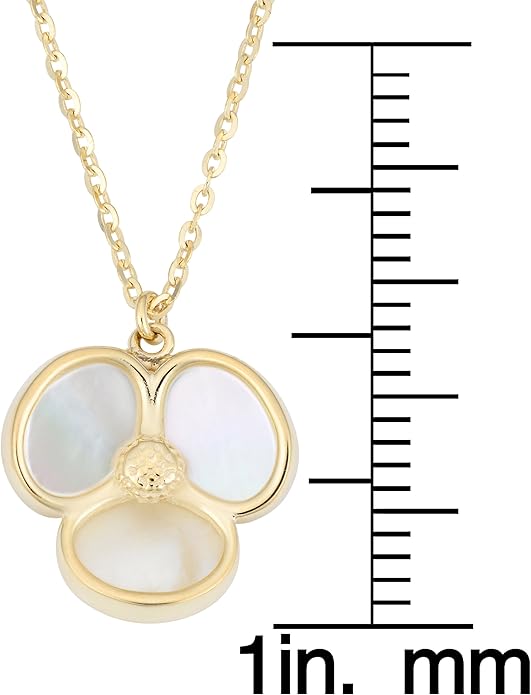 Kooljewelry 14k Yellow Gold Mother of Pearl Flower Necklace (18 inch)