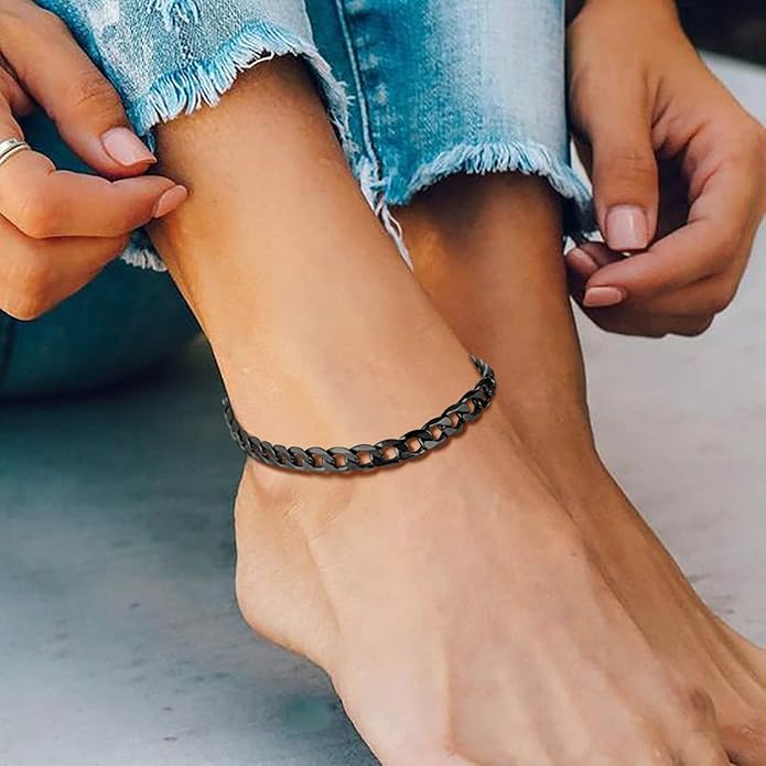 PROSTEEL Stainless Steel Chain Anklets for Women, Silver/Gold Tone, Ankle Bracelets Hypoallergenic, 8-10.5 Inch Adjustable, Come with Box