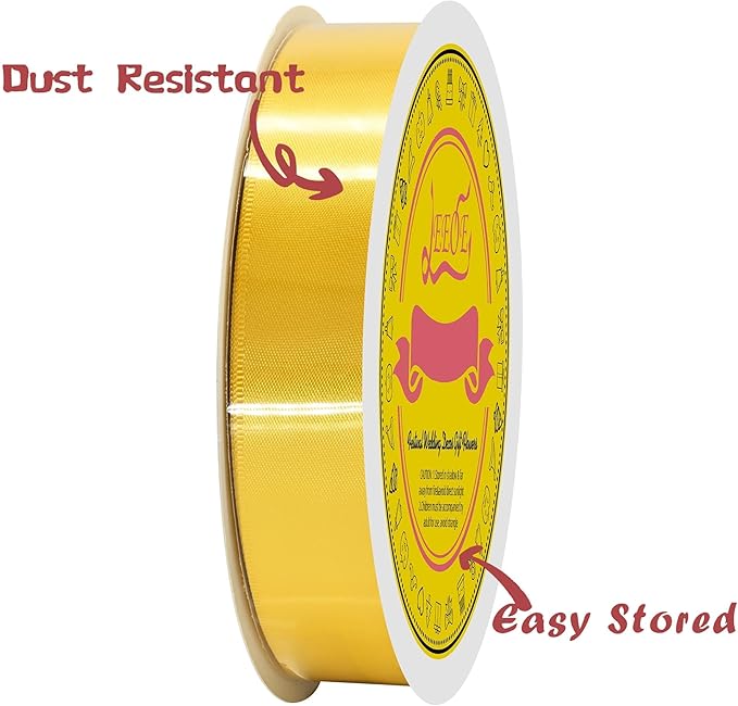 LEEQE Maize Yellow Satin Ribbon 1 inch X 50 Yards Polyester Ribbon for Gift Wrapping Very Suitable for Weddings Party Hair Bow Invitation Decorations and More