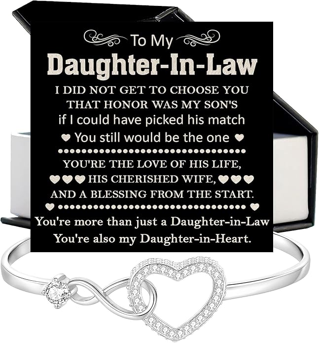 To My Beautiful Daughter In Law Bracelet From Mother-In-Law, Daughter In Law Birthday Gifts, Infinity Star Heart Bracelet For Her With Heartfelt Message Card & Elegant Box, Bonus Daughters Bracelets