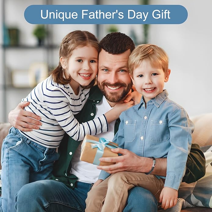 kaululu Custom Leather Bracelet for Men with 1/2/3/4/5/6/7/8 Birthstones Engraved Stainless Steel Beads Personalized Names Bracelet for Father's Day Christmas Thanksgiving Gift for Men