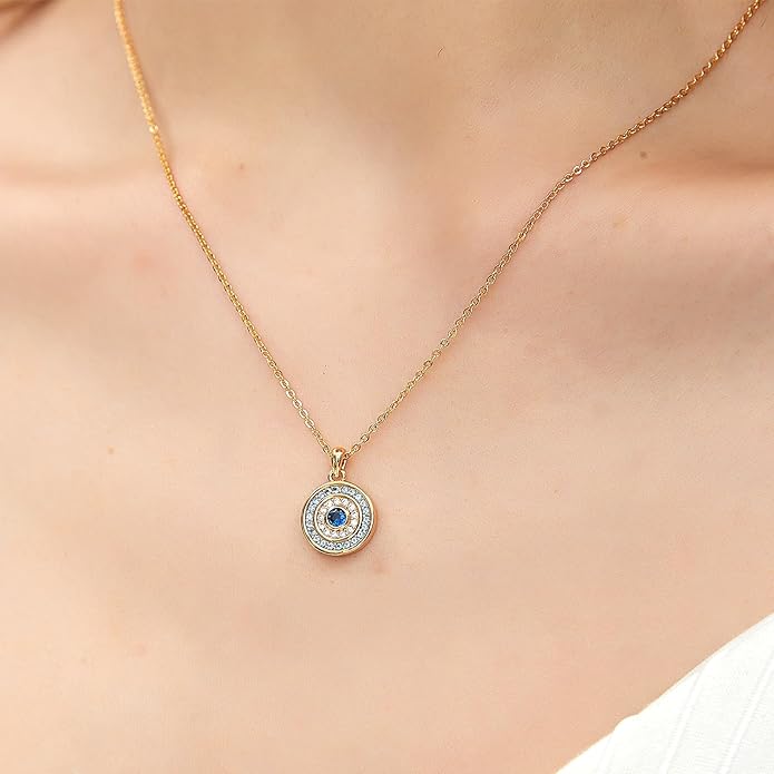 White Gold 14K Gold Plated Necklaces for Women Evil Eye Necklace for Women Girls Evil Eye Hamsa Hand of Fatima Pendant Necklace Good Luck Necklace Jewelry