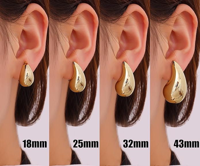 Gacimy Teardrop Earrings Dupes for Women 14K Gold Plated, Chunky Drop Earrings for Women with 925 Sterling Silver Post