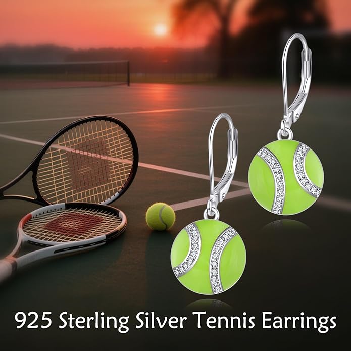 Pickleball/Tennis/Soccer/Volleyball/Golf/Hockey/Basketball Earrings for Women 925 Sterling Sliver Sports Ball Earrings Pickle Ball Dangle Earrings Pickleball Jewelry Gifts for Women Lover