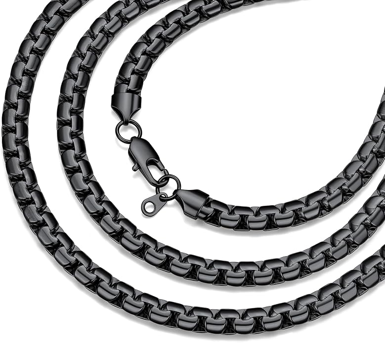 Bestyle 18K Gold Plated/Silver/Black Chain for Men, Hypoallergenic 2/4/6/8mm Stainless Steel Flat Link Chain Necklace for Men & Women Hip Hop Jewelry, 14-30"