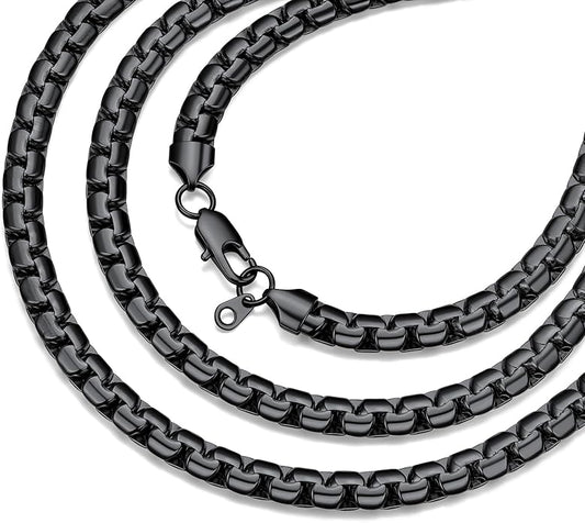 Bestyle 18K Gold Plated/Silver/Black Chain for Men, Hypoallergenic 2/4/6/8mm Stainless Steel Flat Link Chain Necklace for Men & Women Hip Hop Jewelry, 14-30"