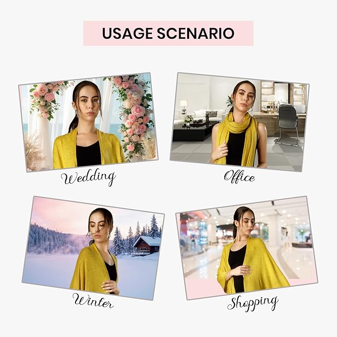 ROSERA Cashmere 100% Cashmere Knitted Wrap Pashmina Shawl Extra Large Scarf Stole for Women Travel