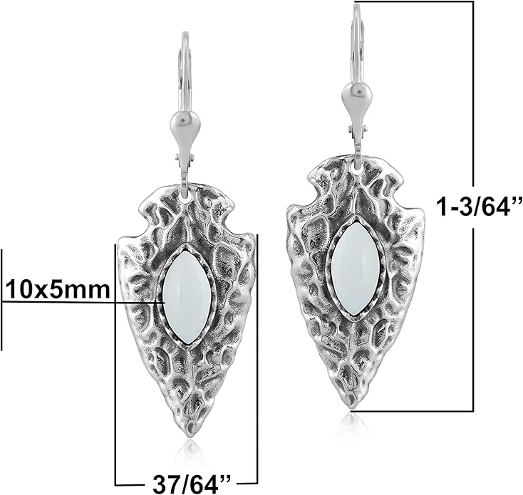 American West Jewelry Fritz Casuse Sterling Silver Arrowhead and Genuine Gemstone Lever Back Earrings