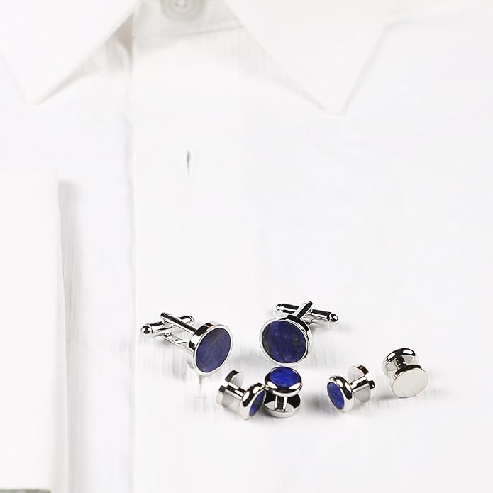 MENDEPOT Men Formal Wear Dress Shirt Cufflinks And Studs Set With Box Wedding Groom Groomsmen Gift