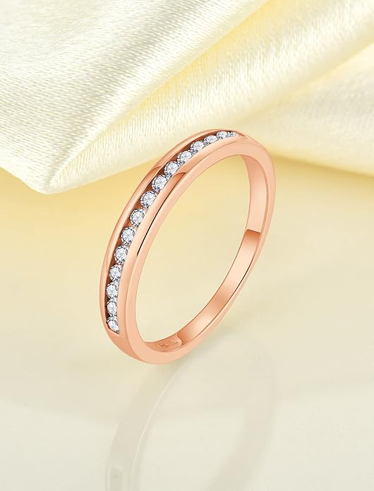YL Stackable Rings 925 Sterling Silver Halo Birthstone Eternity Bands Jewelry for Women