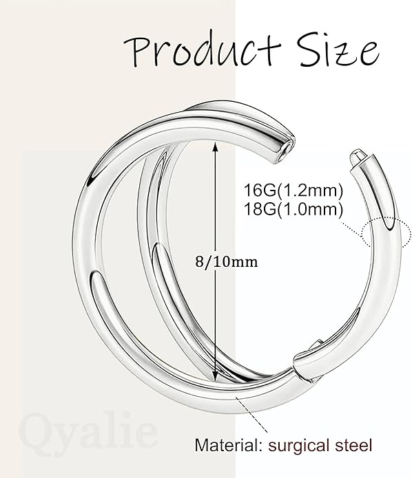 2 PCS Small Cartilage Double-Hoop Helix Conch Piercing Earrings With Cubic Zirconia For Women Trendy 14K Gold Plated Titanium Surgical Stainless Steel Sets Jewelry