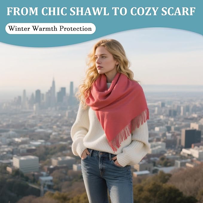 FLEESOFT Winter Wool Scarf Shawl -Thick Oversized Pashmina Shawl Wrap,Soft Warm Winter Scarves,Travel Blanket Scarf for Women