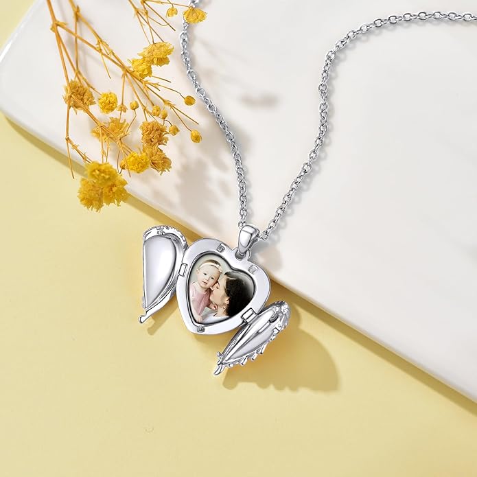 Supcare Locket Necklace That Holds Pictures-Engraved Photo Pendant Custom Jewellery Gifts for Men Women (with Jewellery Gift Box)