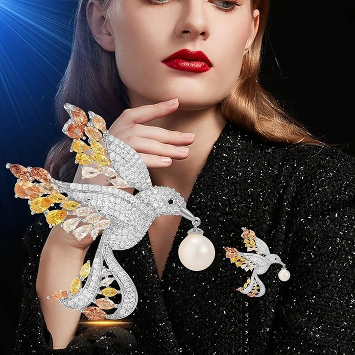 Animal Brooch Insect Bird Brooches Pearl Rhinestone Crystal Brooch 18k Gold-Plated Lapel Pins Jewelry Gifts Birthday Gifts for Women Men