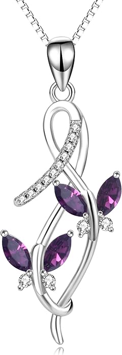 AOBOCO 925 Sterling Silver Infinity Butterfly Pendant Necklace with Birthstone Crystal from Austria, Anniversary Jewelry Gifts for Women
