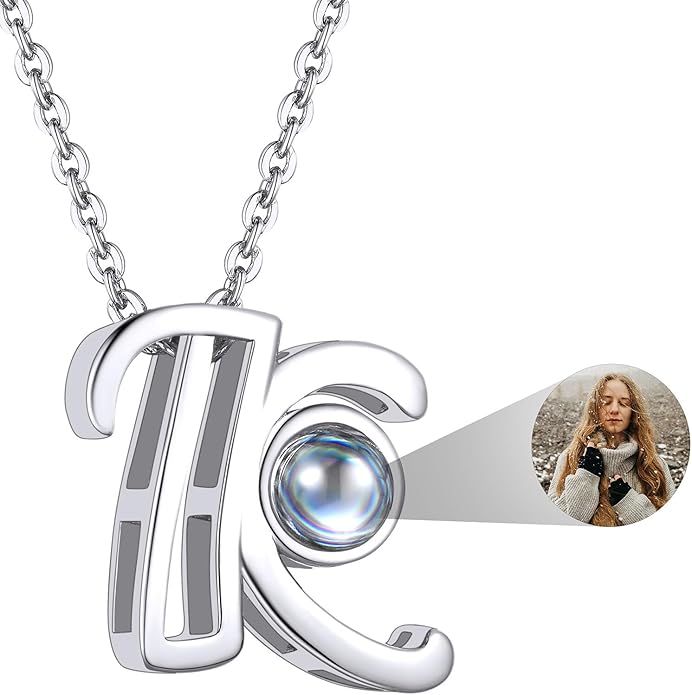Custom4U Personalized Initial Picture Necklace for Women, Projection Necklace with Picture Inside, Gold/Silver Letter Pendant Necklace, Custom Photo Gifts for Mom Wife Birthday Valentines