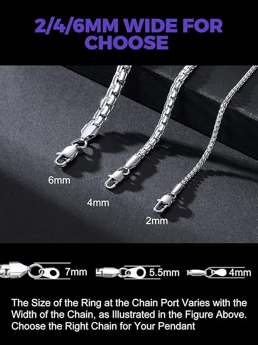 Richsteel Stainless Steel Mens Flat Link Chain Necklace, Black/Gold/Steel Chain for men, 2mm/4mm/6mm Width, No Tarnish & Hypoallergenic Hip Hop Jewelry, 18"-30" Length